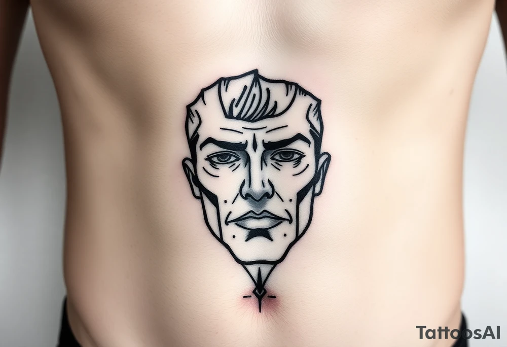 Face on stomach tattoo idea