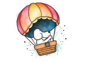 Peanuts snoopy sleeping on hot air balloon tattoo idea