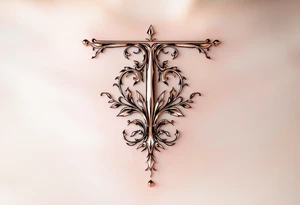 A sleek modern "T" in rosegold with a chrome-like metallic finish. tattoo idea
