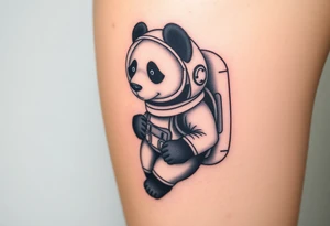 Panda with astronaut suit in outer space tattoo idea