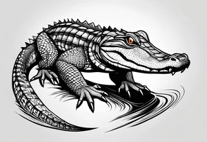 Full body Caiman with tail tattoo idea
