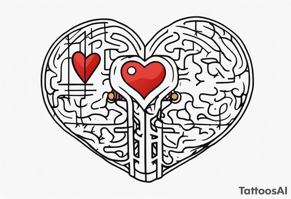 heart to brain connection tattoo idea