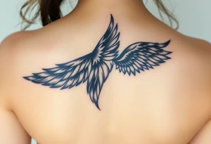 black feathers drifting away to angel wings tattoo idea