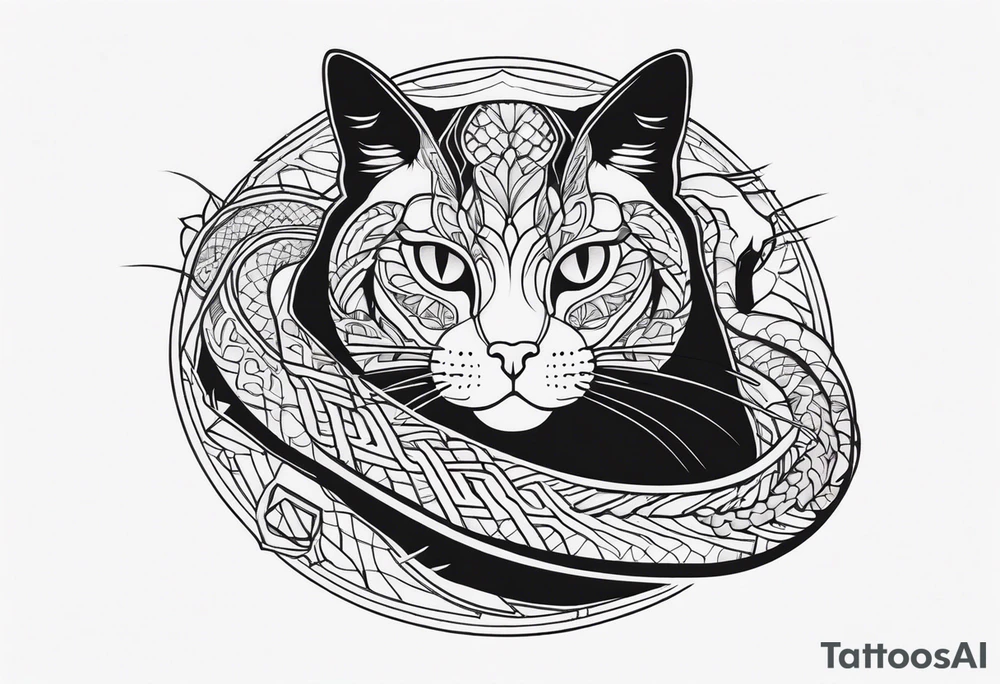Cat and snake tattoo idea