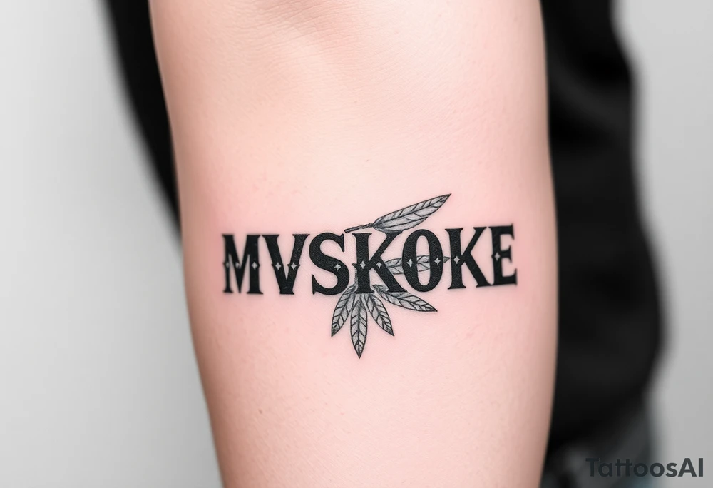 “MVSKOKE” shaded with Native American print tattoo idea