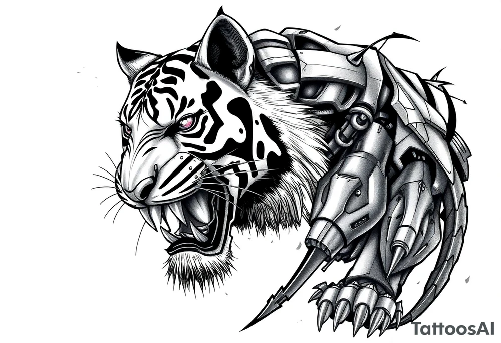 A giant mech tiger tattoo idea