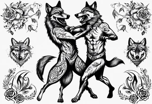 two wolves dancing salsa tattoo idea