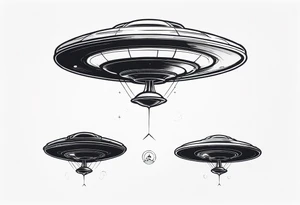 engineer Drawing of an alien flying saucer in three projections tattoo idea