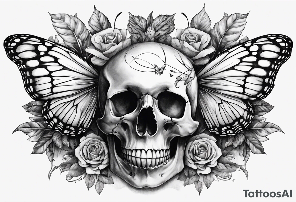 reincarnation, butterfly, skull tattoo idea