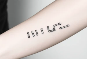 30 thin conected curved plumbing pipes with each pipe ending without a curved pipe tattoo idea