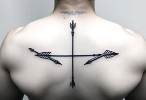 Large bow and arrow on whole arm tattoo idea