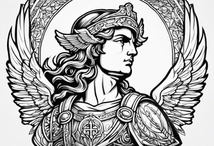 Saint Michael archangel portrait tattoo idea