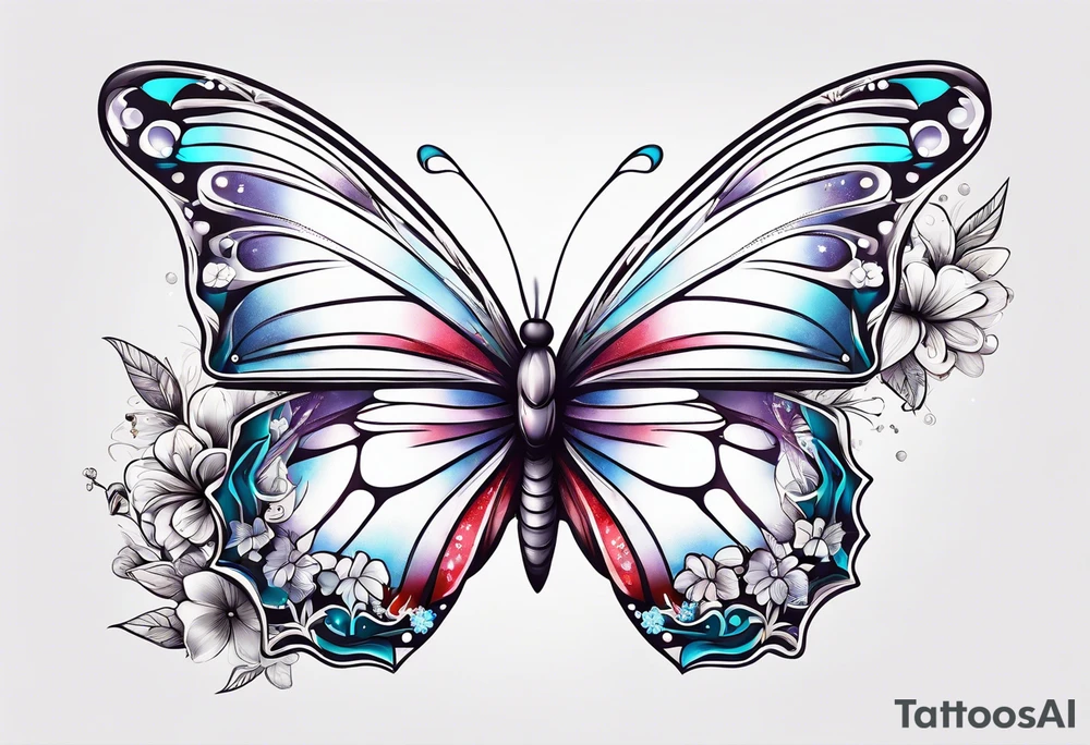 butterfly, snow, flower tattoo idea