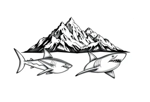 mountains and sharks tattoo idea