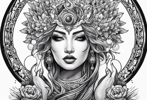 Gaia, hands over head , holding orb of creation above head tattoo idea