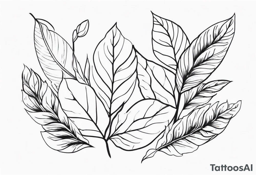 line of leaves and flowers tattoo idea