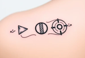 Powerful symbolic of play button, pause button, stop button and rewind tattoo idea