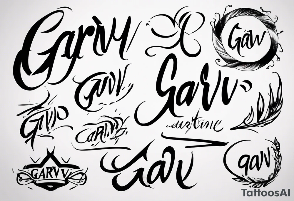 The word GARV as a handwritten signature tattoo idea