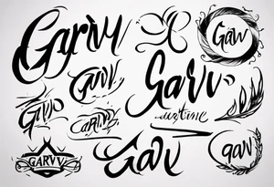 The word GARV as a handwritten signature tattoo idea