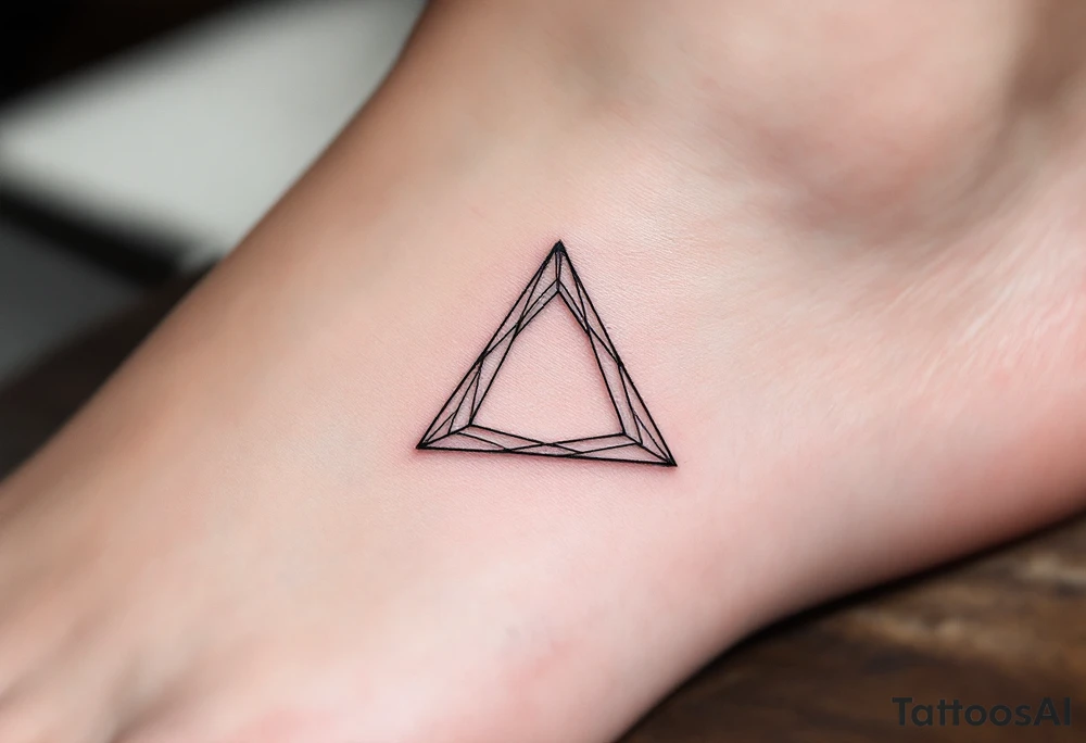 A hollow triangle made of thin silver lines, floating elegantly on the skin like jewelry. tattoo idea