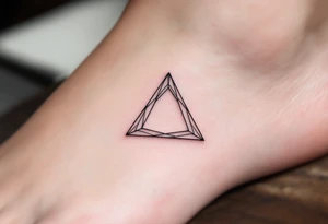 A hollow triangle made of thin silver lines, floating elegantly on the skin like jewelry. tattoo idea