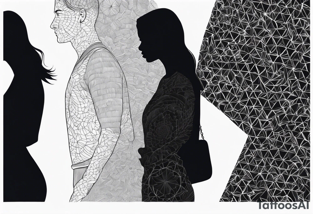 2 Black shadows of people standing over 2 black shadows of people tattoo idea