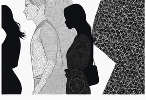 2 Black shadows of people standing over 2 black shadows of people tattoo idea