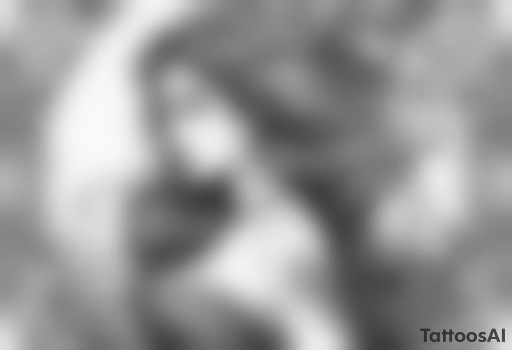 mystical sultery
 mermaid with long 
flowing tail and hair, tattoo sleeve tattoo idea