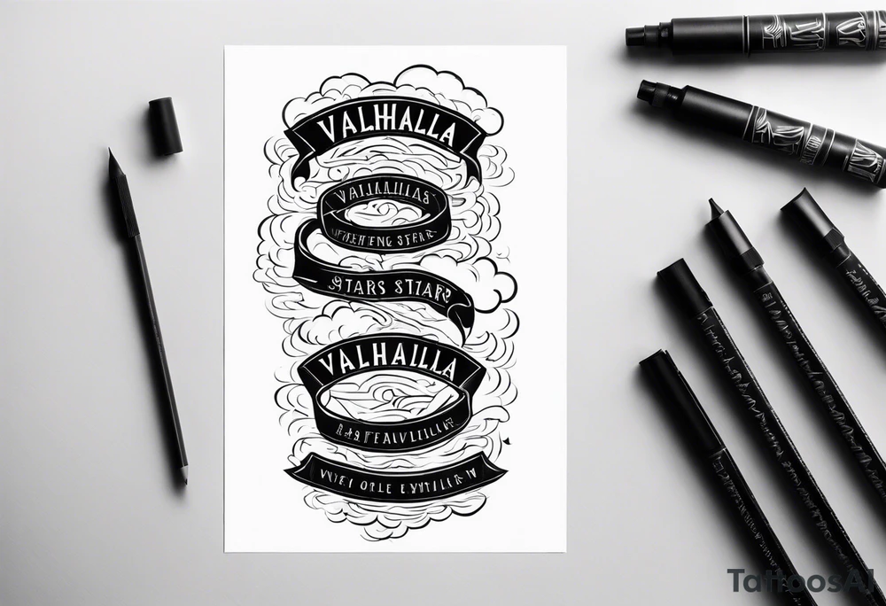 Valhalla stairs fog clouds tattoo idea