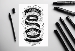 Valhalla stairs fog clouds tattoo idea
