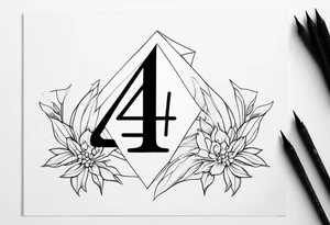 number 4 in a card tattoo idea