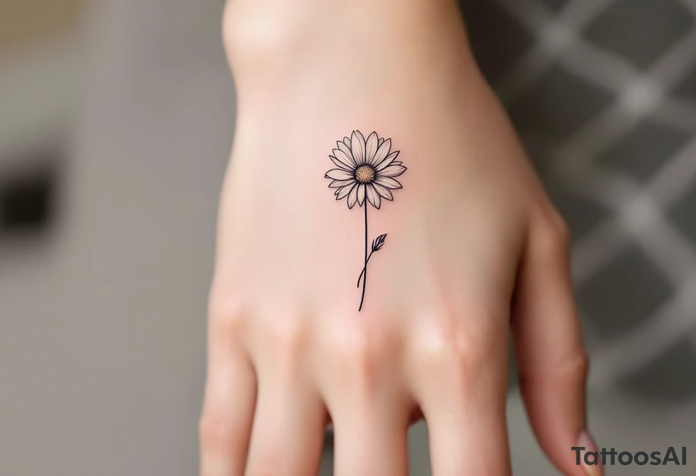 A band with a single engraved daisy tattoo idea