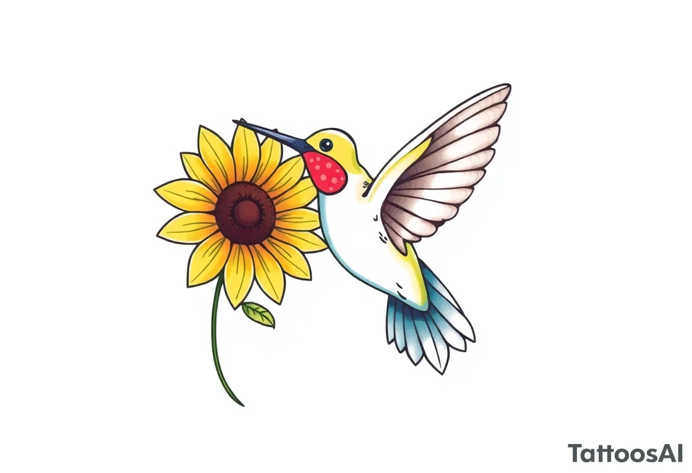 Hummingbird near a sunflower tattoo idea