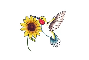 Hummingbird near a sunflower tattoo idea