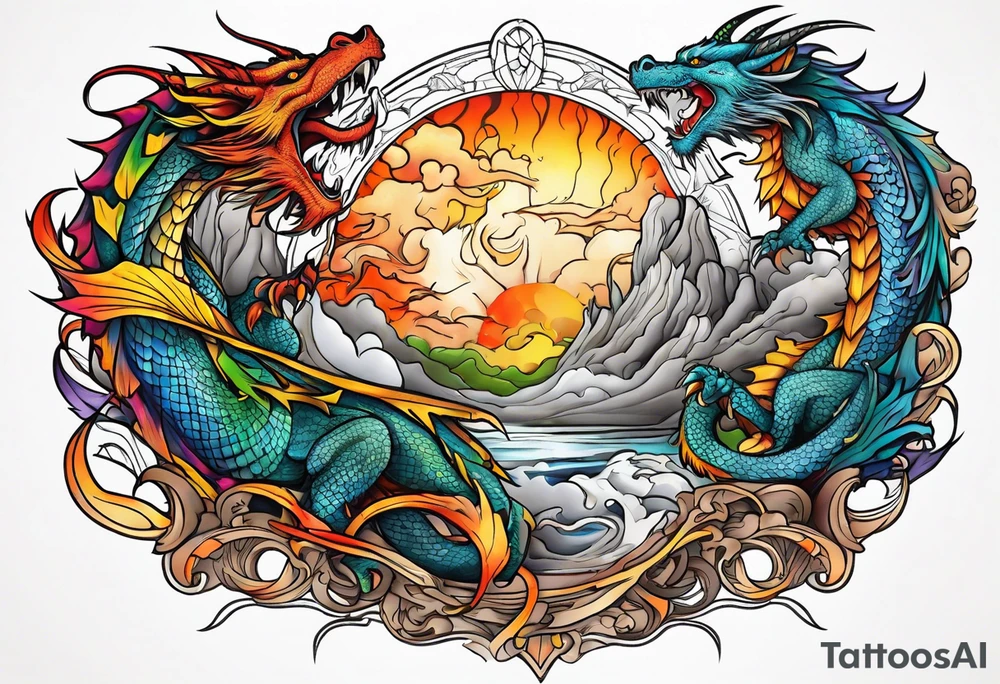 roaring dragons wizard tattoo idea