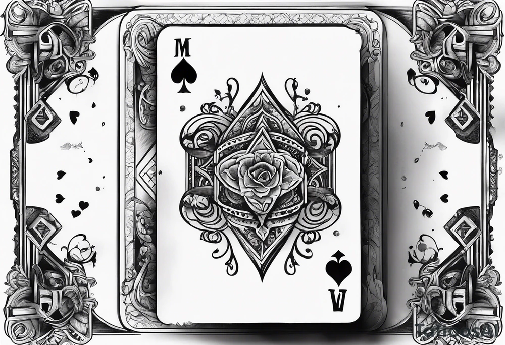 deck of card sprung in the air, you see the word magic as they fall from hand to hand tattoo idea