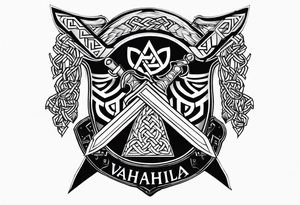 Valhalla shield sword axe Valknut chains tattoo idea