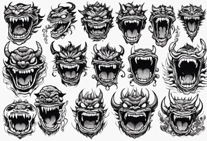japanese monster mouth smiling tattoo idea