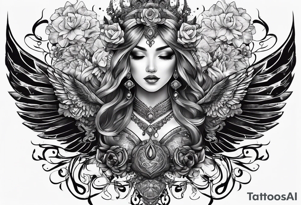 full body tattoo on the back from top to bottom tattoo idea