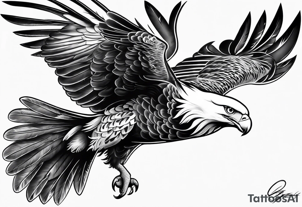 Eagle and a White Dove fly side by side tattoo idea