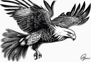 Eagle and a White Dove fly side by side tattoo idea