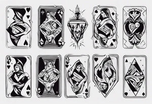 queen of hearts with a diamond in her hand tattoo idea