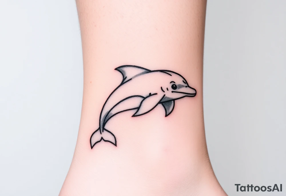 Cartoon dolphin on the ankle tattoo idea