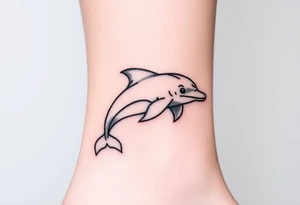 Cartoon dolphin on the ankle tattoo idea
