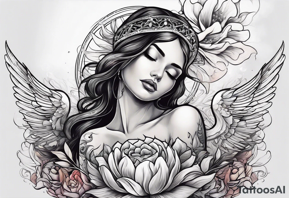 Resurrection Beautiful woman rising from her dead self to inner peace and self-love tattoo idea