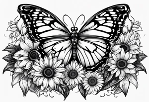 Butterfly and sunflowers tattoo idea