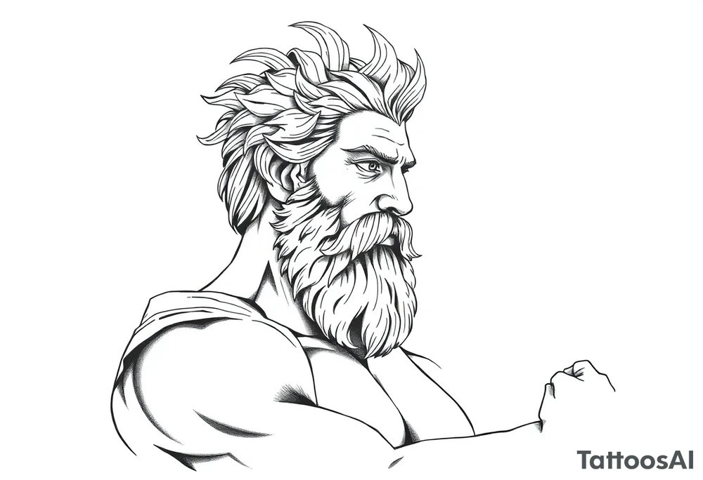 GREEK GOD LOOKING OVER HIS EMPIRE tattoo idea