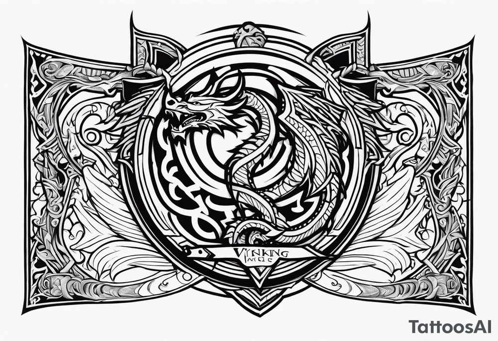 Viking valhalla sword shield dragon tattoo idea