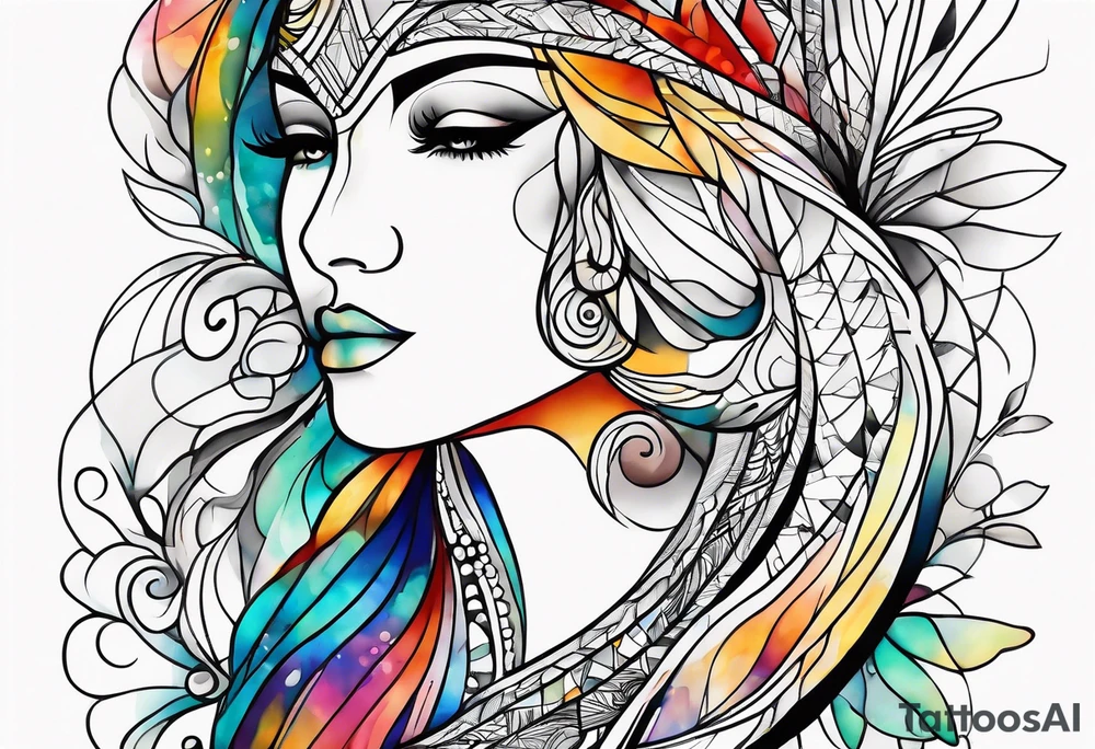 abstract line artwork tattoo idea