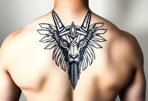 muscle Egyptian Anubis god face in Egypt style tattoo idea